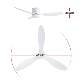Devanti 52'' Ceiling Fan 3 Blades DC Motor w/Light w/Remote White - SportZone.co.nz