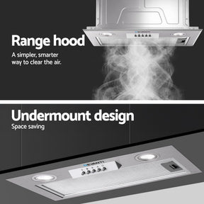Devanti 520mm Range Hood 52cm Rangehood Stainless Steel - SportZone.co.nz