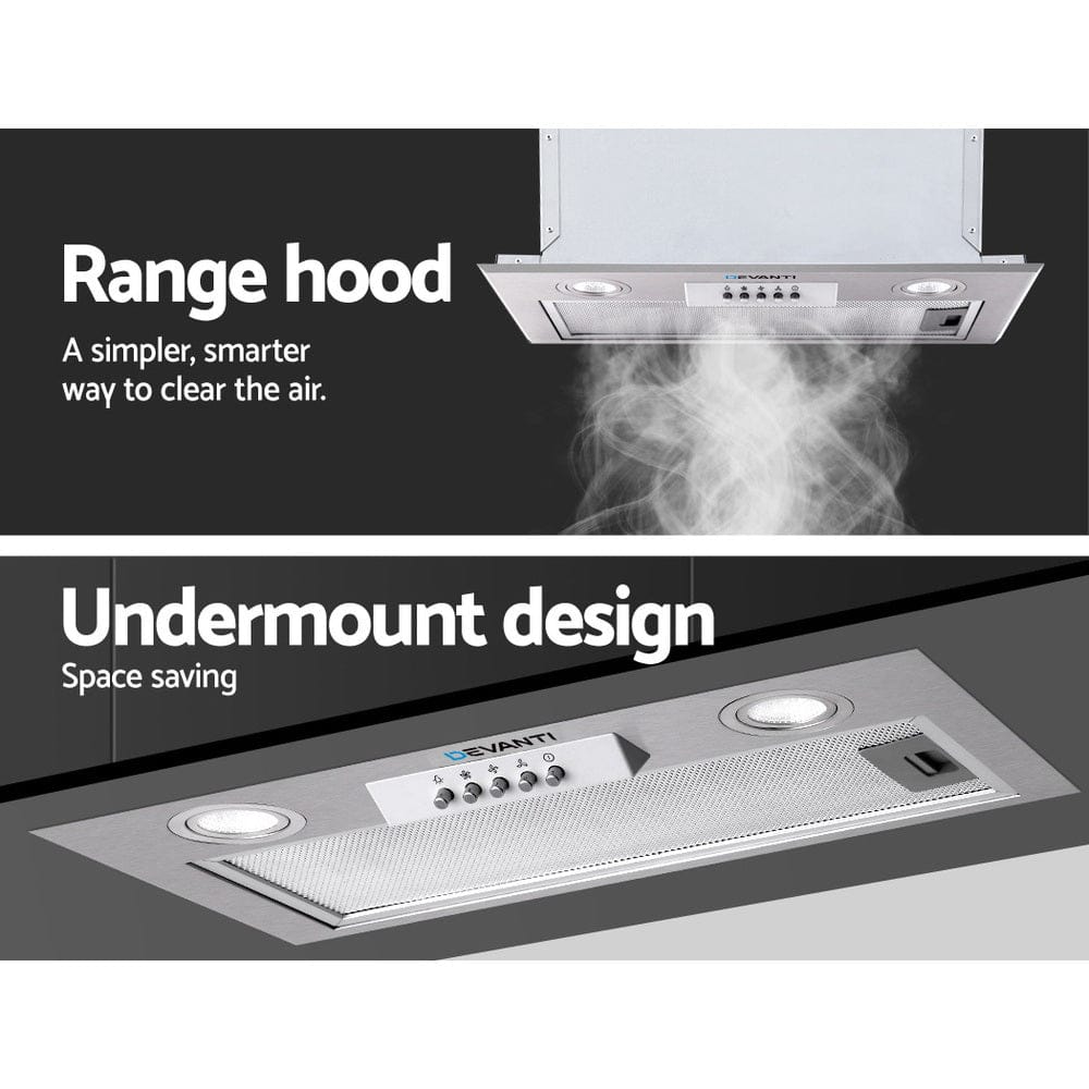 Devanti 520mm Range Hood 52cm Rangehood Stainless Steel - SportZone.co.nz