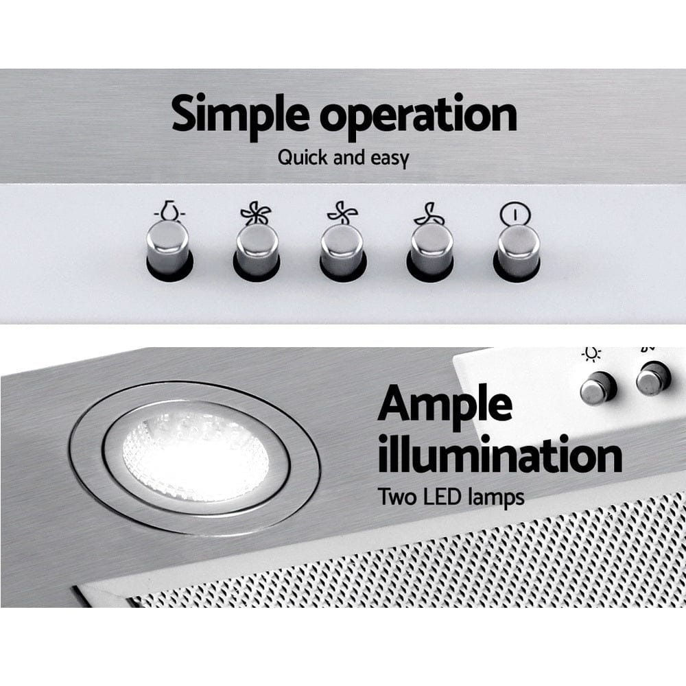 Devanti 520mm Range Hood 52cm Rangehood Stainless Steel - SportZone.co.nz