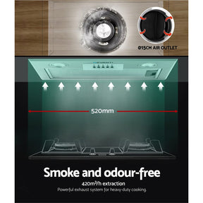 Devanti 520mm Range Hood 52cm Rangehood Stainless Steel - SportZone.co.nz