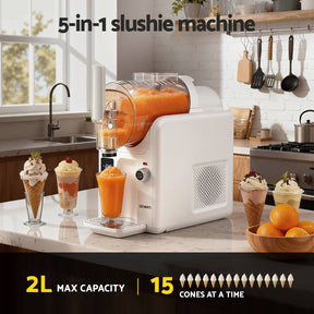 Devanti 5in1 Slushie Machine Ice Cream Maker 2L White - SportZone.co.nz