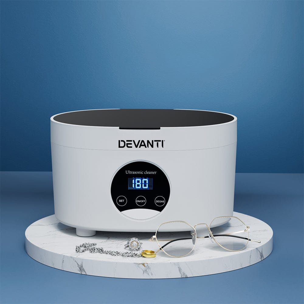 Devanti 600ml Ultrasonic Cleaner Timer Jewellery Glasses Cleaning Machine Degas - SportZone.co.nz
