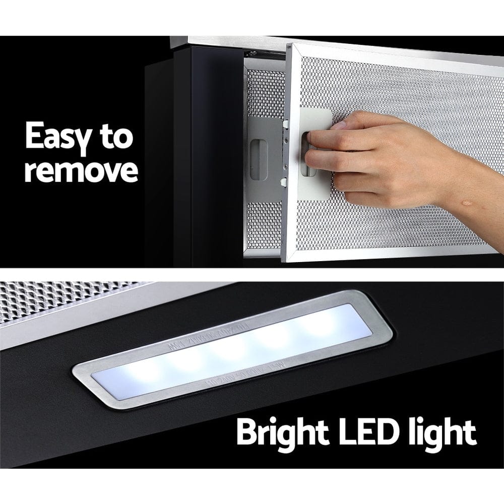 Devanti 600mm Range Hood 60cm Slide out Rangehood Stainless Steel - SportZone.co.nz