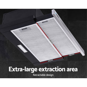 Devanti 600mm Range Hood 60cm Slide out Rangehood Stainless Steel - SportZone.co.nz
