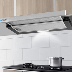 Devanti 600mm Range Hood 60cm Slide out Rangehood Stainless Steel - SportZone.co.nz