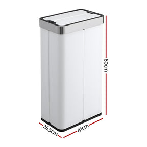 Devanti 70L Automatic Sensor Kitchen Bin – Touchless Smart Rubbish Bin - White - SportZone.co.nz