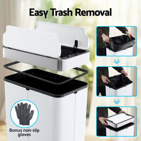 Devanti 70L Automatic Sensor Kitchen Bin – Touchless Smart Rubbish Bin - White - SportZone.co.nz
