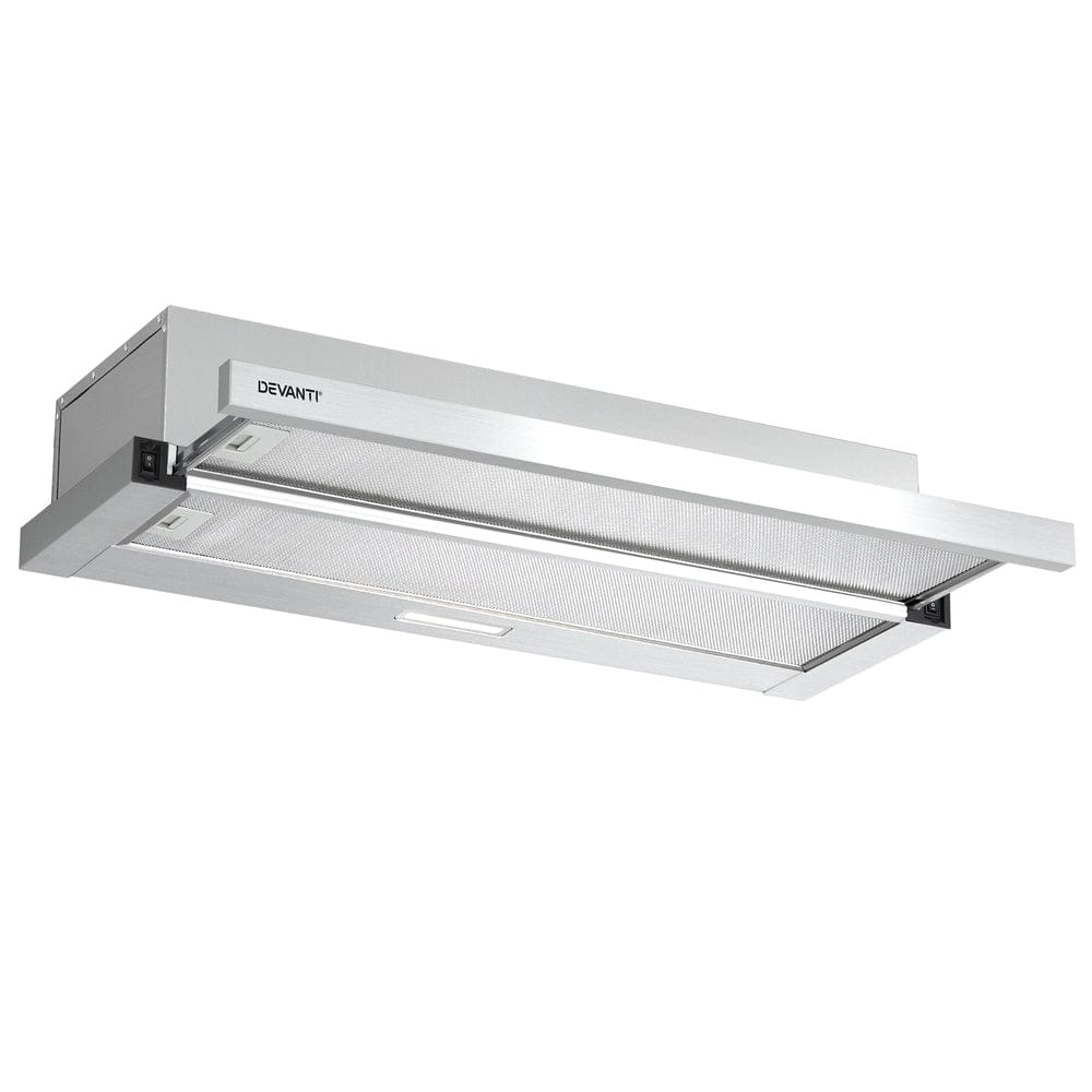 Devanti 900mm Range Hood 90cm Slide out Rangehood Stainless Steel - SportZone.co.nz