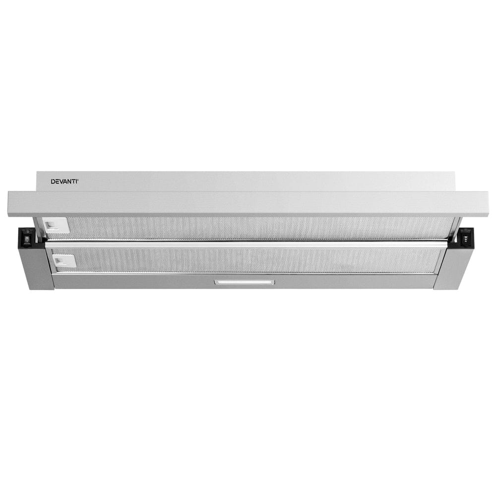 Devanti 900mm Range Hood 90cm Slide out Rangehood Stainless Steel - SportZone.co.nz