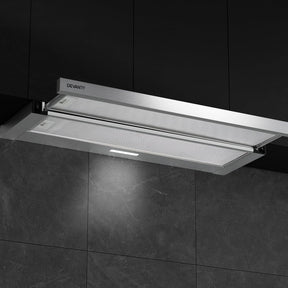 Devanti 900mm Range Hood 90cm Slide out Rangehood Stainless Steel - SportZone.co.nz