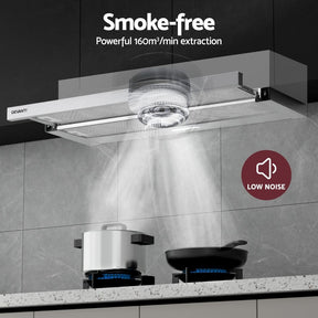 Devanti 900mm Range Hood 90cm Slide out Rangehood Stainless Steel - SportZone.co.nz