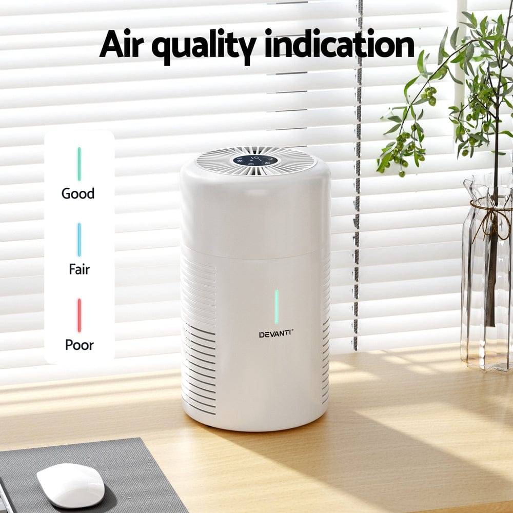 Devanti Air Purifier HEPA Filter Home Purifiers Dust Sensor PM2.5 Remover - SportZone.co.nz