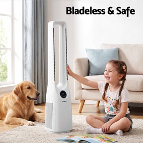 Devanti Bladeless Tower Fan 100cm 2-in-1 Cooling Airflow Purifying Remote - SportZone.co.nz