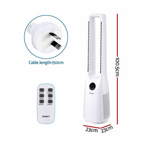 Devanti Bladeless Tower Fan 100cm 2-in-1 Cooling Airflow Purifying Remote - SportZone.co.nz