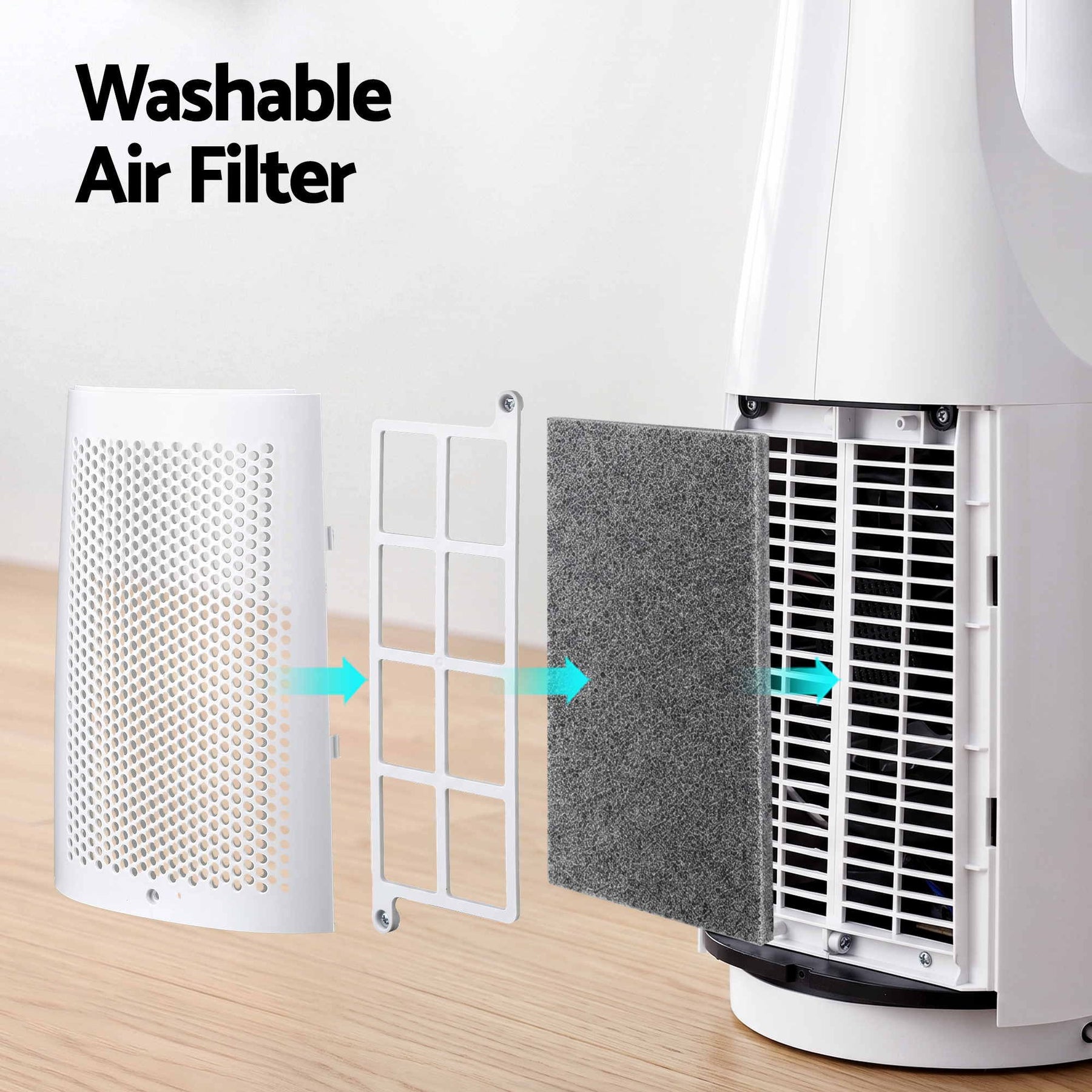 Devanti Bladeless Tower Fan 100cm 2-in-1 Cooling Airflow Purifying Remote - SportZone.co.nz