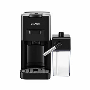 Devanti Capsule Coffee Pod Machine with Milk Frother, Black - SportZone.co.nz