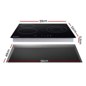 Devanti Electric Ceramic Cooktop 60cm Kitchen Cooker 4 Burner Hob Touch Control 5200W - SportZone.co.nz