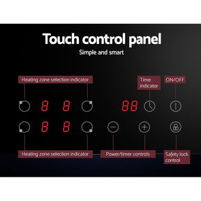 Devanti Electric Ceramic Cooktop 60cm Touch Control - SportZone.co.nz