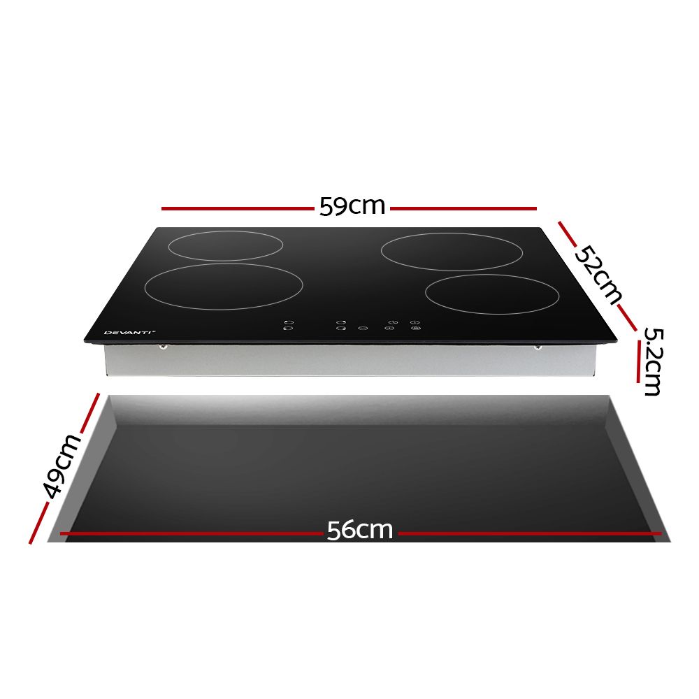 Devanti Electric Ceramic Cooktop 60cm Touch Control - SportZone.co.nz