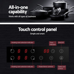 Devanti Electric Ceramic Cooktop 60cm Touch Control Grey - SportZone.co.nz