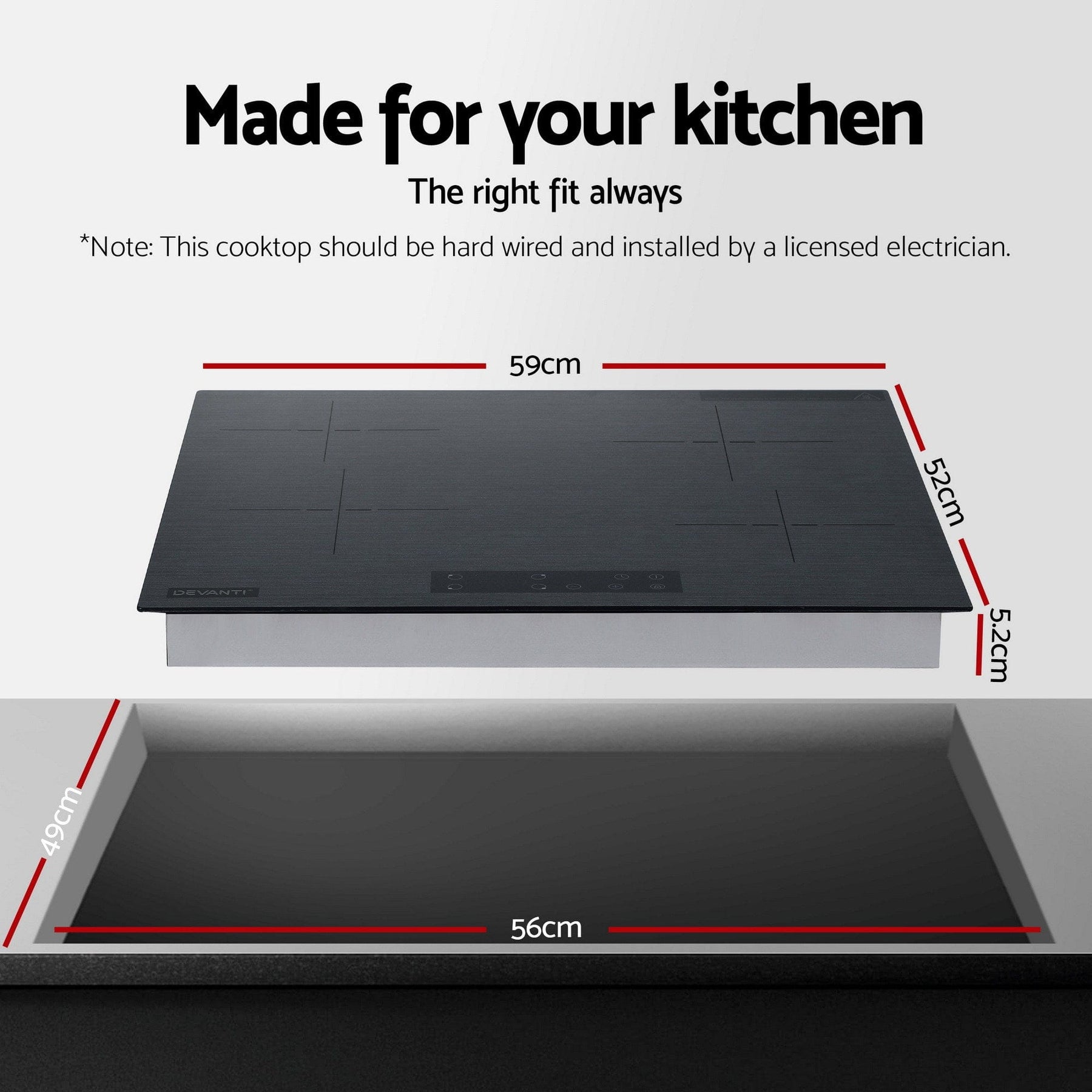 Devanti Electric Ceramic Cooktop 60cm Touch Control Grey - SportZone.co.nz