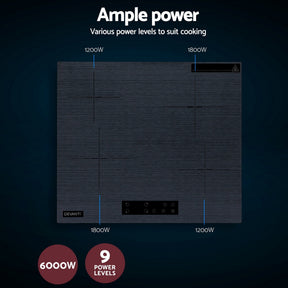 Devanti Electric Ceramic Cooktop 60cm Touch Control Grey - SportZone.co.nz