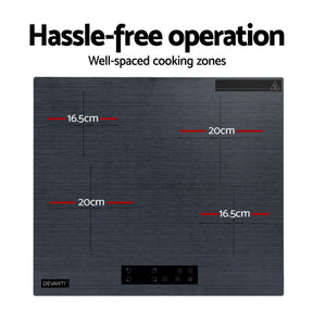 Devanti Electric Ceramic Cooktop 60cm Touch Control Grey - SportZone.co.nz