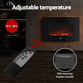 Devanti Electric Fireplace Fire Heater 2000W Black - SportZone.co.nz