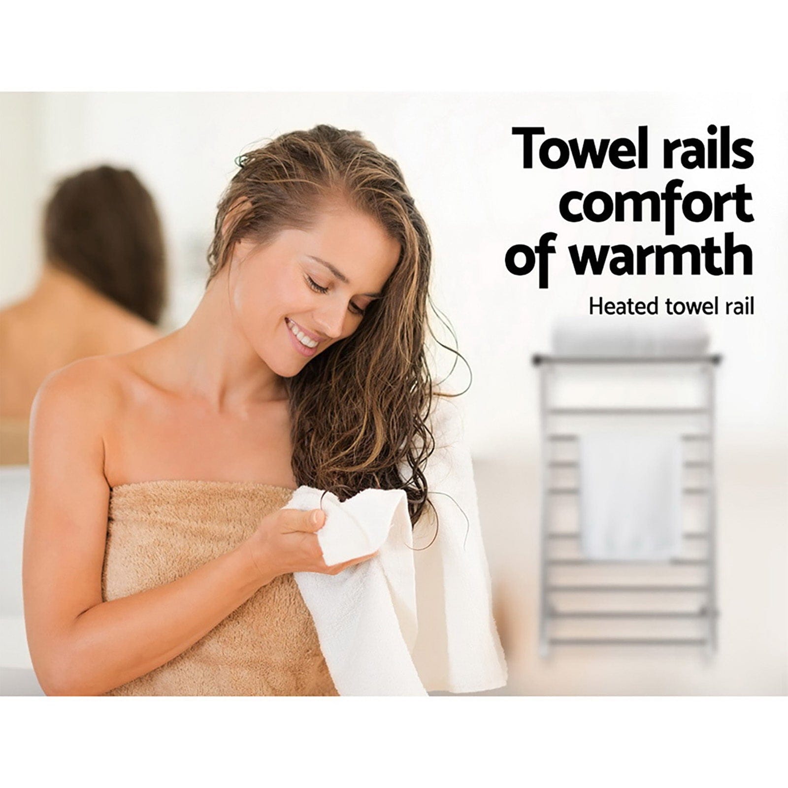Devanti Electric Heated Towel Rail Rack 14 Bars Wall Mounted Clothes Dry Warmer - SportZone.co.nz