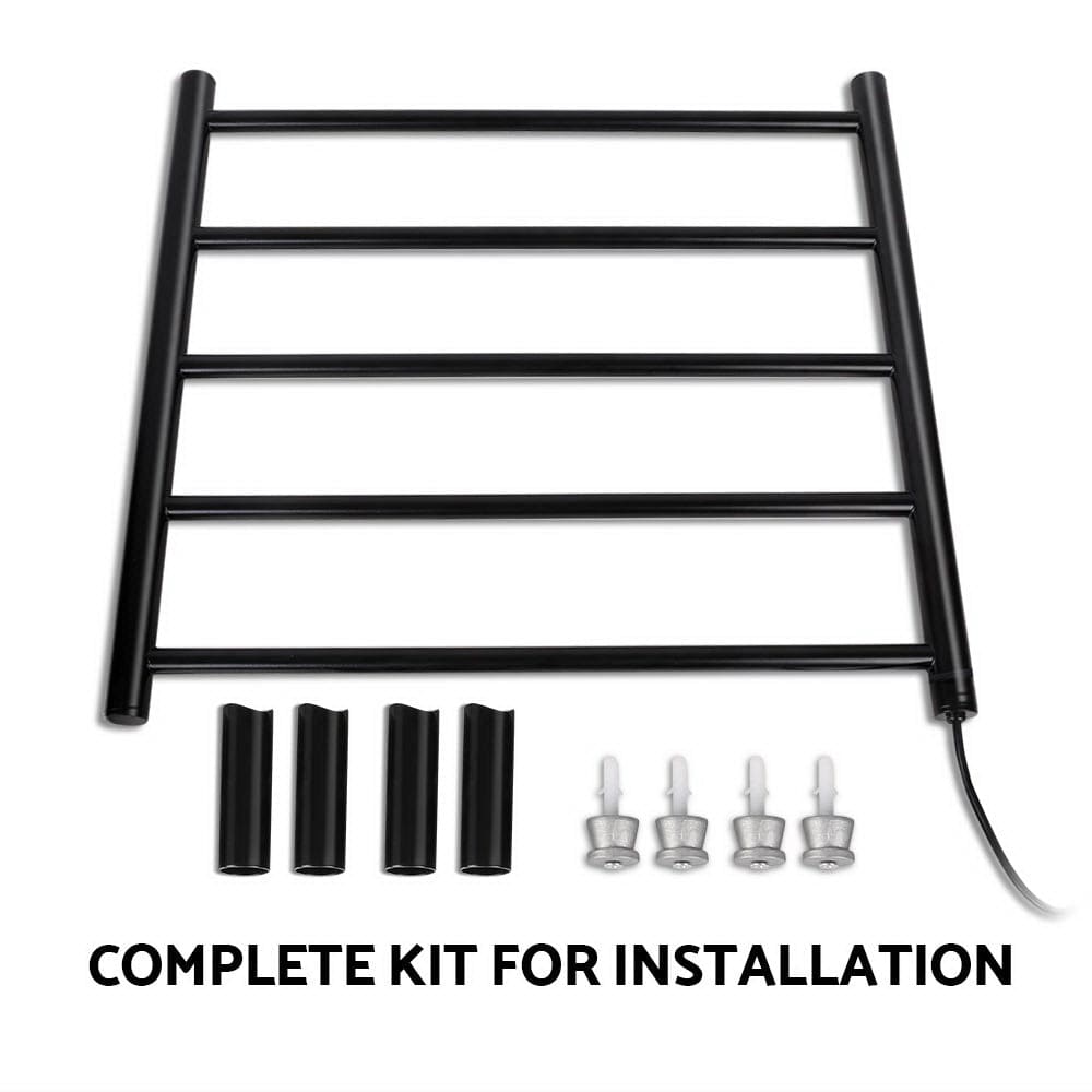 Devanti Electric Heated Towel Rail Rack 5 Bars Wall Mounted Clothes Dry Warmer - SportZone.co.nz