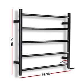 Devanti Electric Heated Towel Rail Rack 5 Bars Wall Mounted Clothes Dry Warmer - SportZone.co.nz