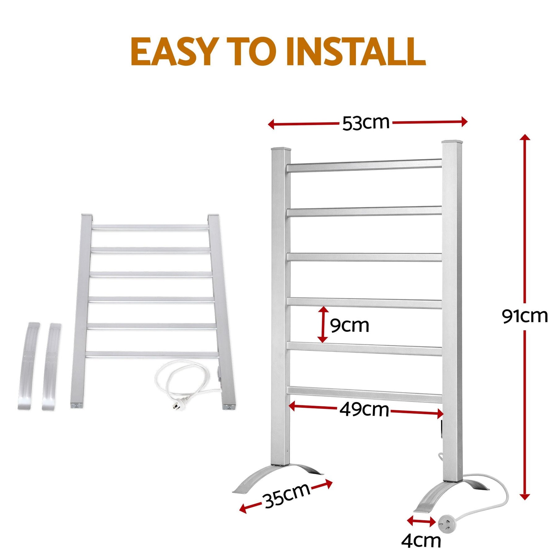 Devanti Electric Heated Towel Rail Rack 6 Bars with Timer Clothes Dry Warmer - SportZone.co.nz