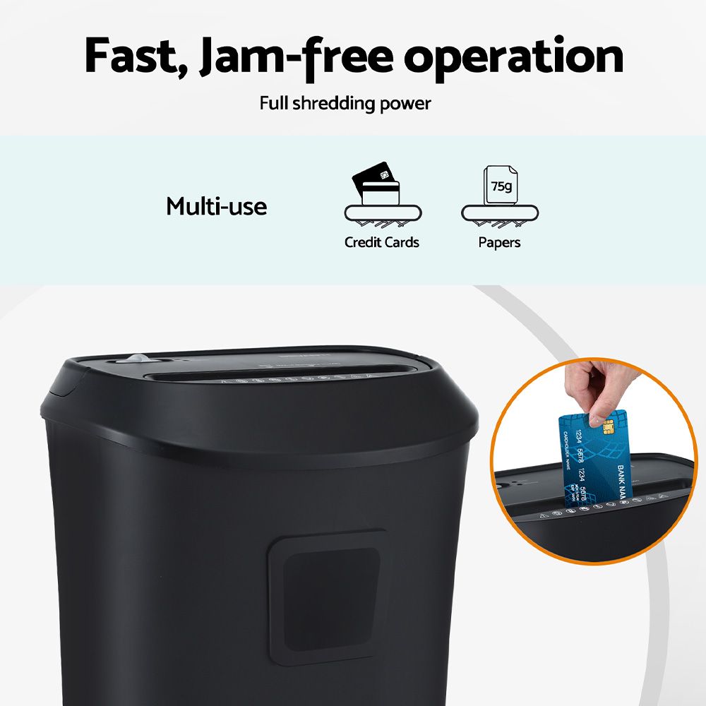 Devanti Electric Paper Shredder for Home Office 10 A4 Paper Sheet Cross-Cut Paper - SportZone.co.nz