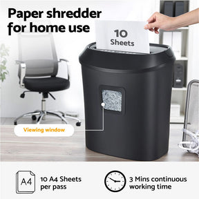Devanti Electric Paper Shredder for Home Office 10 A4 Paper Sheet Cross - Cut Paper - SportZone.co.nz