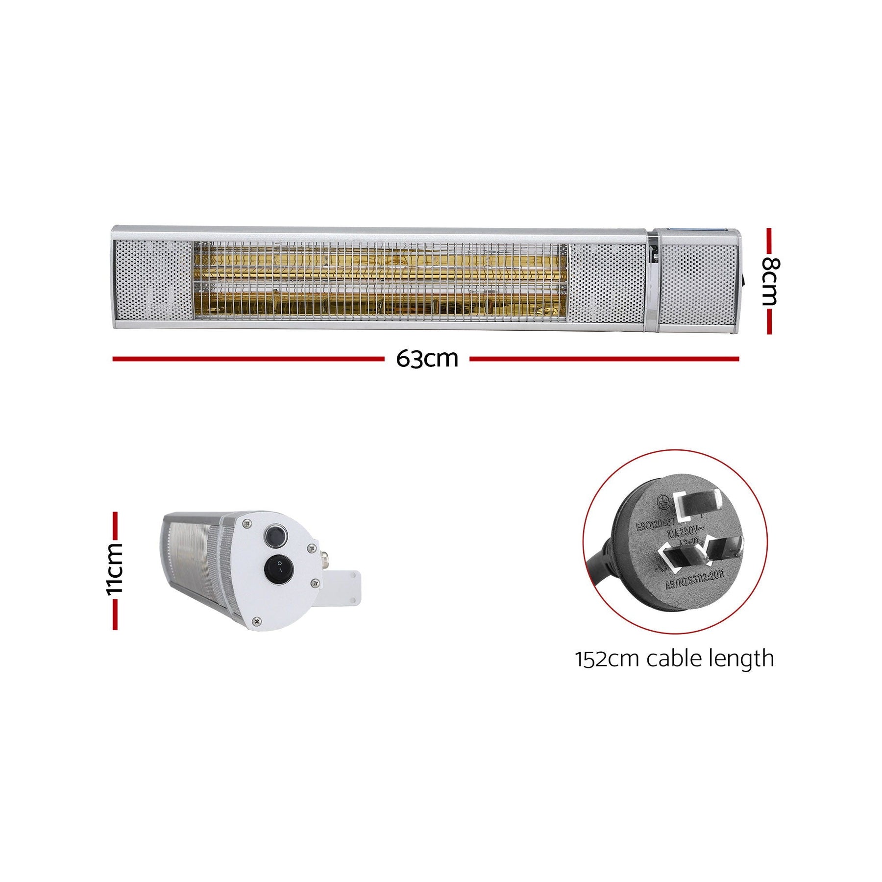 Devanti Electric Strip Heater Infrared Radiant Heaters 2000W - SportZone.co.nz