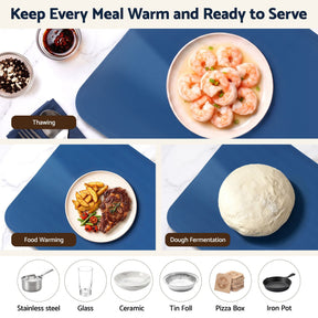 Devanti Food Warming Mat 80cm Electric Food Warmer Roll Up Buffet Tray Blue - SportZone.co.nz