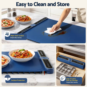 Devanti Food Warming Mat 80cm Electric Food Warmer Roll Up Buffet Tray Blue - SportZone.co.nz