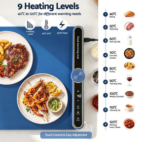 Devanti Food Warming Mat 80cm Electric Food Warmer Roll Up Buffet Tray Blue - SportZone.co.nz