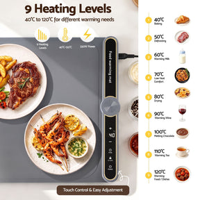 Devanti Food Warming Mat 80cm Electric Food Warmer Roll Up Buffet Tray Grey - SportZone.co.nz