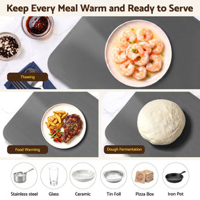 Devanti Food Warming Mat 80cm Electric Food Warmer Roll Up Buffet Tray Grey - SportZone.co.nz