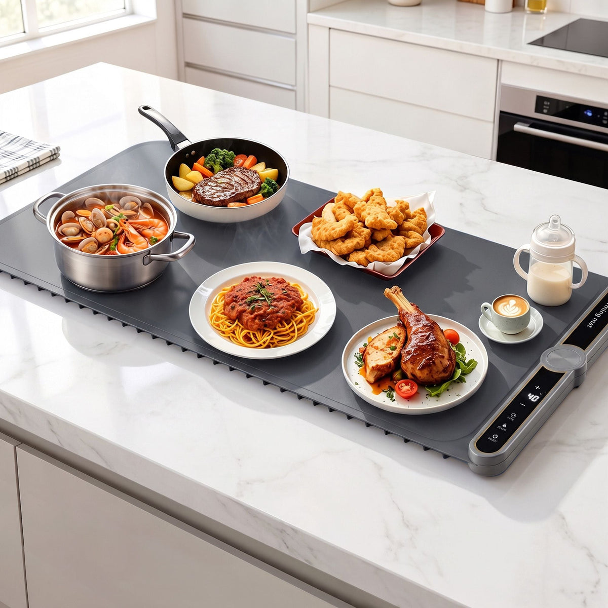 Devanti Food Warming Mat 80cm Electric Food Warmer Roll Up Buffet Tray Grey - SportZone.co.nz