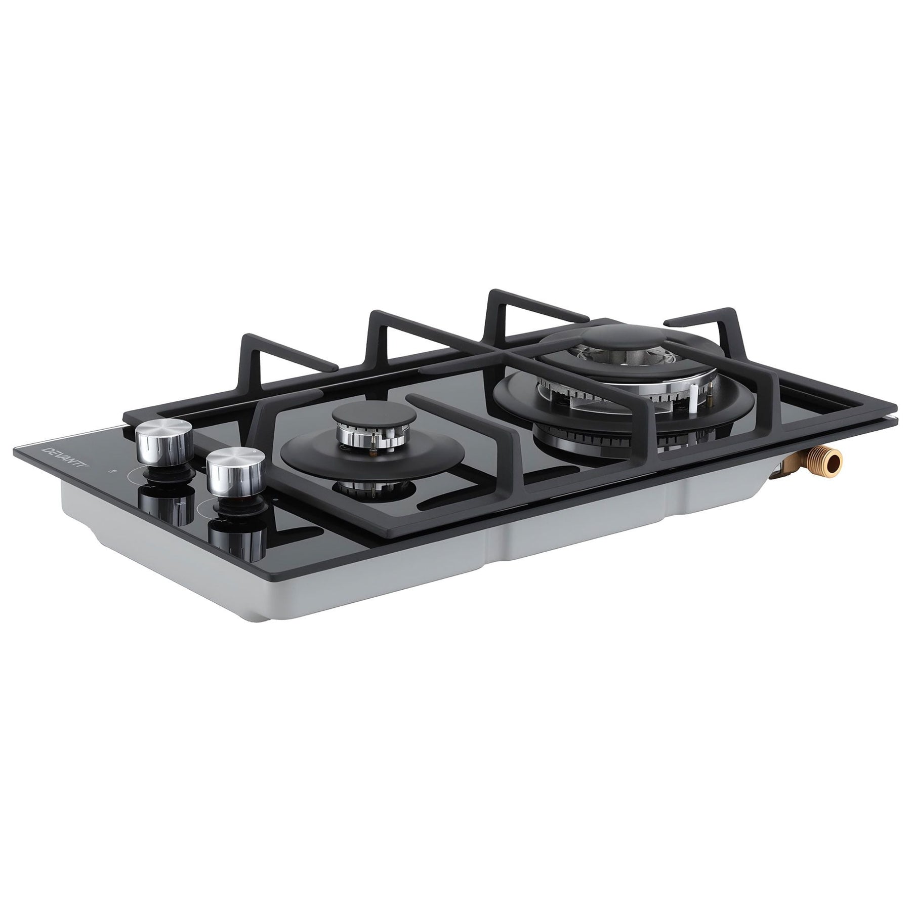 Devanti Gas Cooktop 30cm 2 Burner Built-in Stove Glass Cook Top NG LPG Wok Burner - SportZone.co.nz