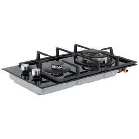 Devanti Gas Cooktop 30cm 2 Burner Built-in Stove Glass Cook Top NG LPG Wok Burner - SportZone.co.nz