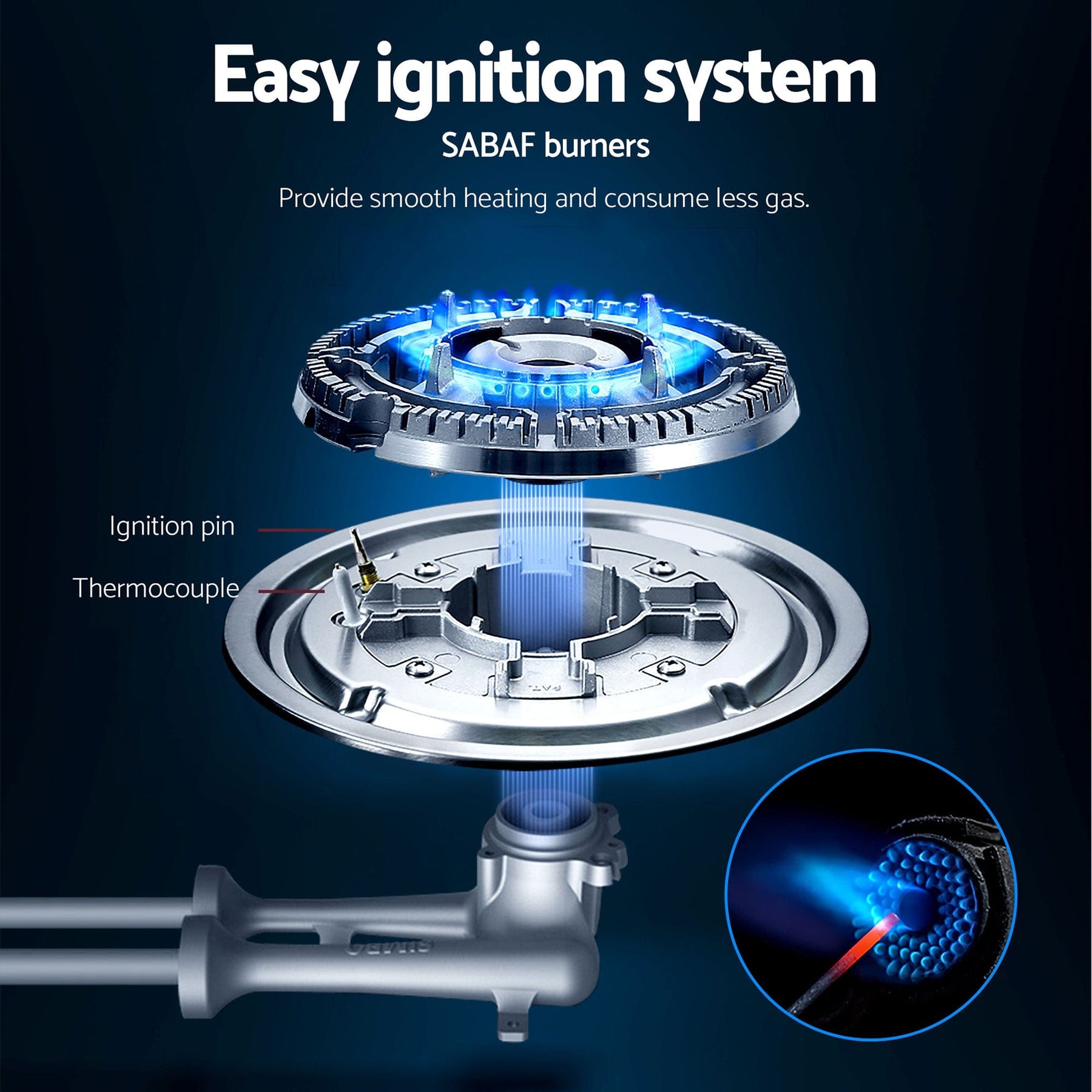 Devanti Gas Cooktop 30cm 2 Burner Built - in Stove Glass Cook Top NG LPG Wok Burner - SportZone.co.nz