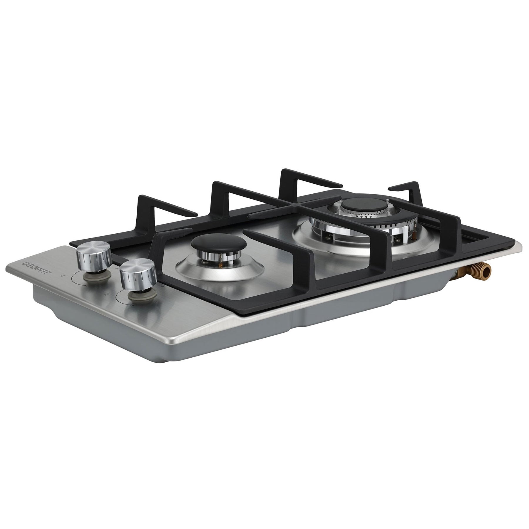 Devanti Gas Cooktop 30cm 2 Burner Silver - SportZone.co.nz