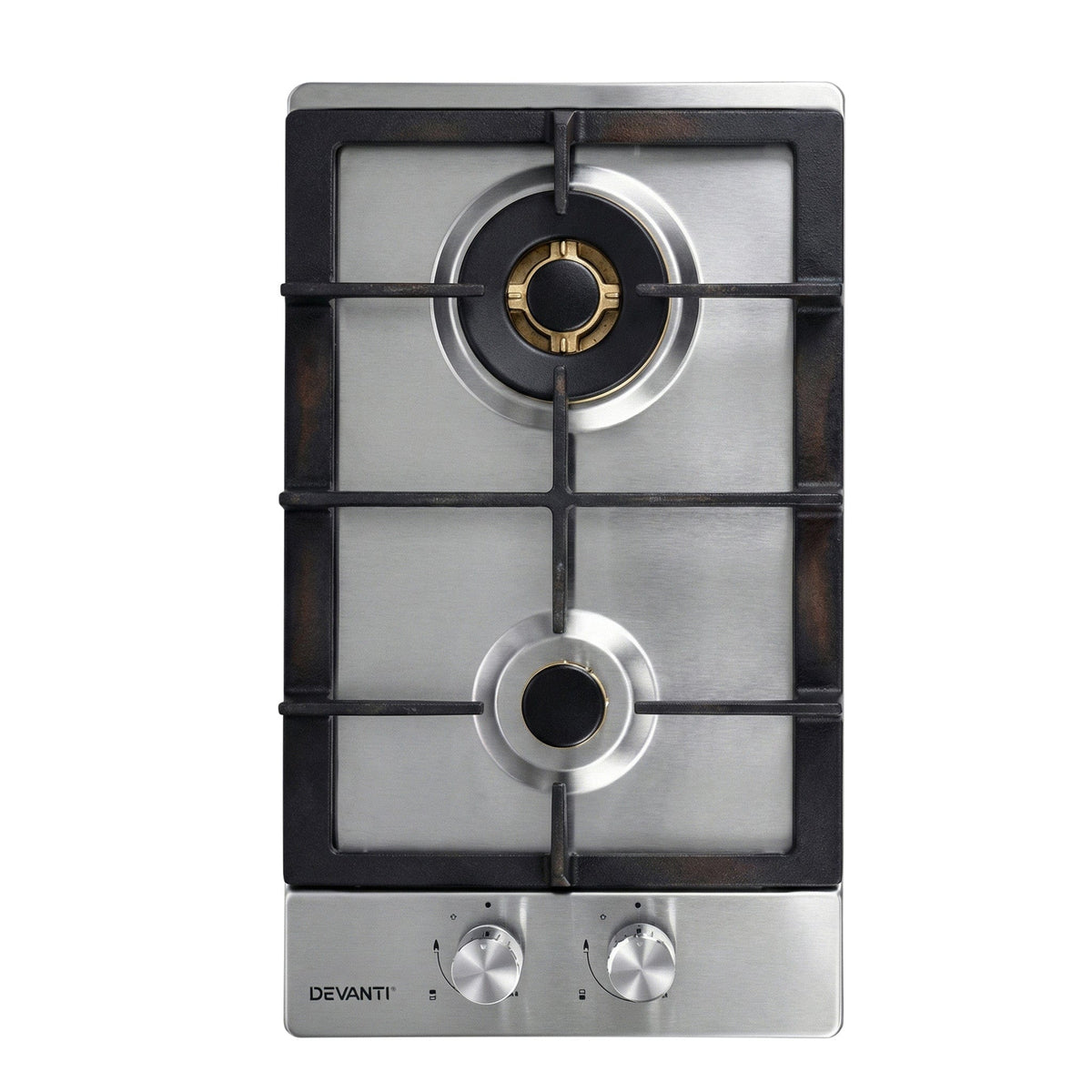 Devanti Gas Cooktop 30cm 2 Burner Silver - SportZone.co.nz