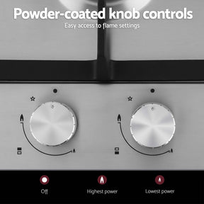 Devanti Gas Cooktop 30cm 2 Burner Silver - SportZone.co.nz