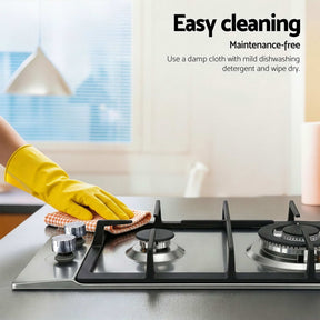 Devanti Gas Cooktop 30cm 2 Burner Silver - SportZone.co.nz
