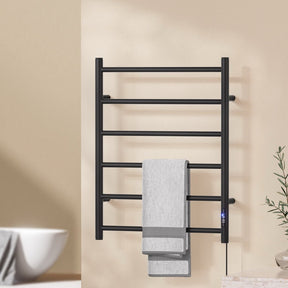 Devanti Heated Towel Rail 6 Round Bars with Timer Electric Heater Warmer Rack - SportZone.co.nz